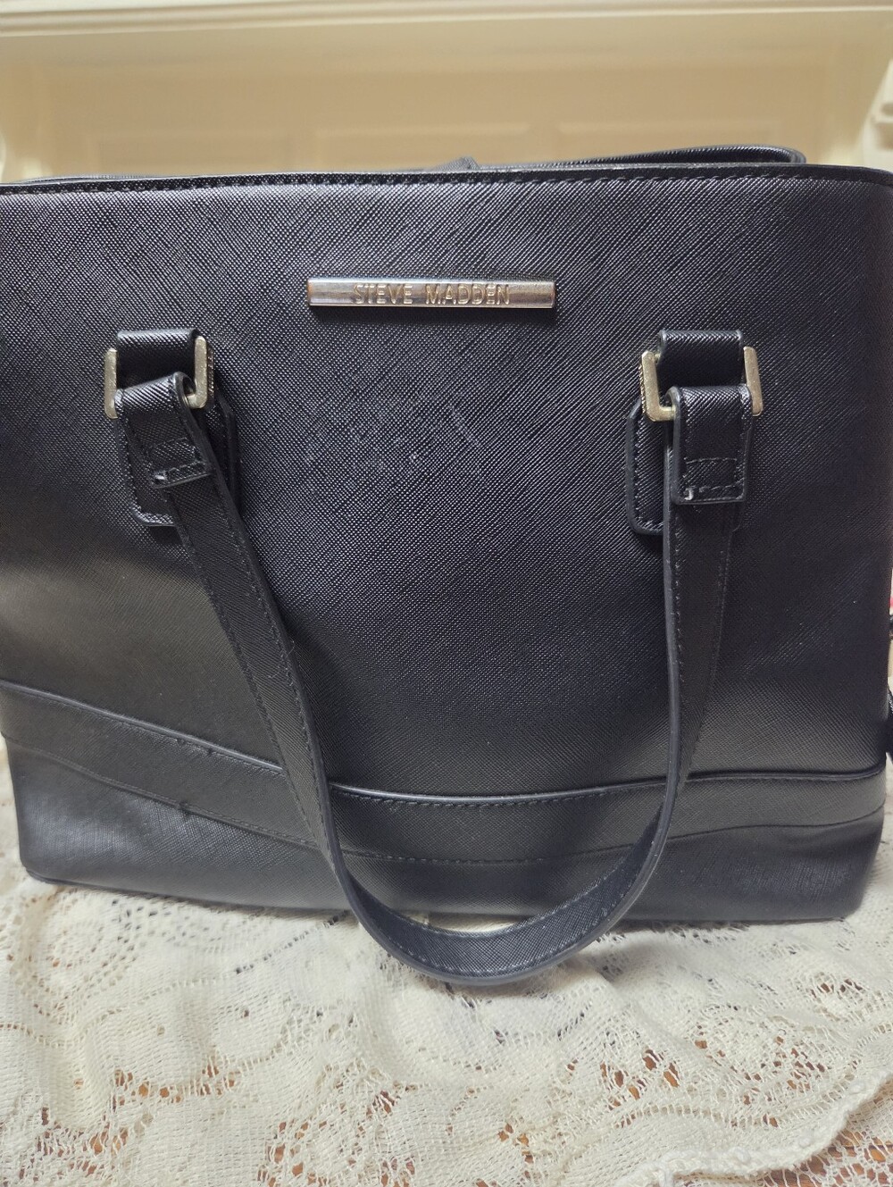 Steve Madden Black Structured Tote Bag